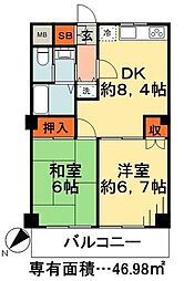 ハイブリッジソシア 2LDKの間取図画像