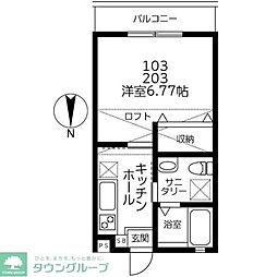 ロワール北方3 1Kの間取図画像