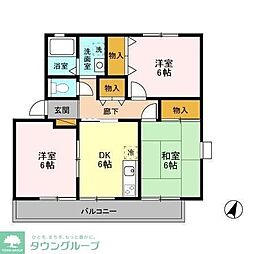 日の出第1秋新ハイツ 3DKの間取図画像