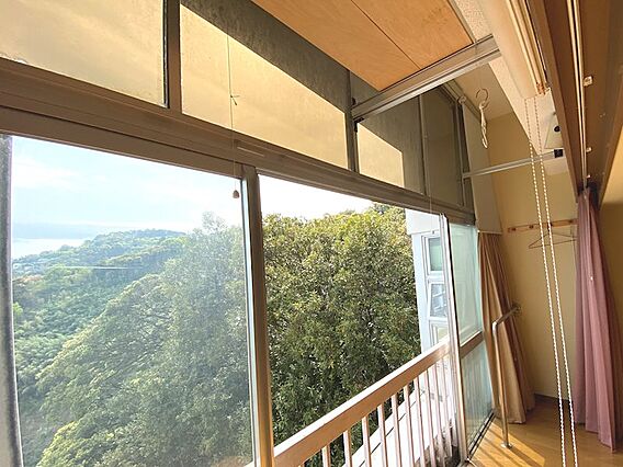 西向き方面は木...