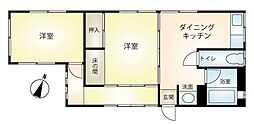 湯河原町吉浜　売戸建 2DKの間取り