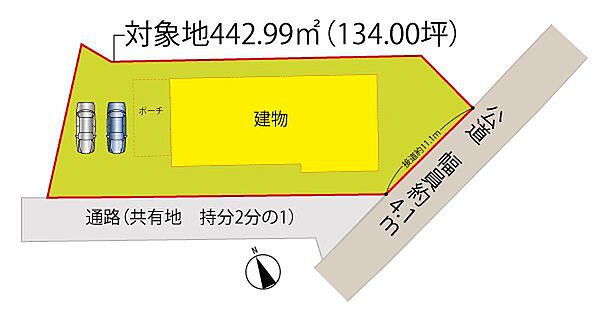 【配置図】アクセスは南西側から駐車スペースは豊富にございます。