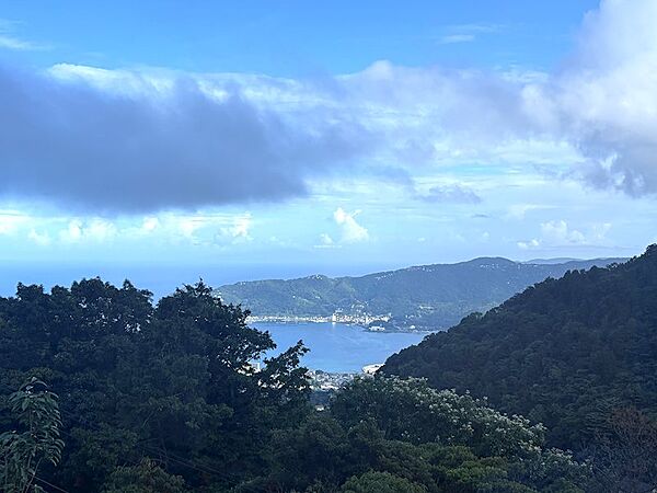 【眺望】紺碧の相模湾と網代市街。