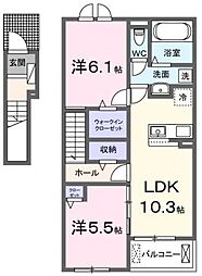 仮）プリマヴェーラＡ 2階2LDKの間取り