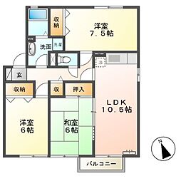 第5グリーンハイツB棟 3LDKの間取図画像