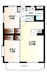 バルパレーニューハシモト 2LDKの間取図画像