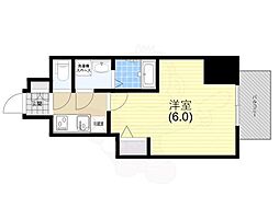 セオリー神戸ウエストゲート 14階ワンルームの間取り