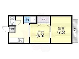 ハーヴェスト平野 2Kの間取図画像