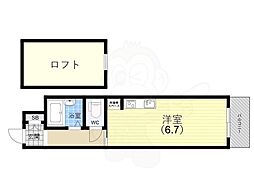 Choco House北野 3階1Kの間取り