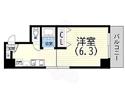 眺港苑 6階ワンルームの間取り