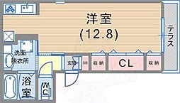 フォーシーズンズ神戸 2階ワンルームの間取り