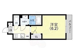 アドバンス神戸マーレ 6階1Kの間取り