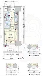 プレサンスジェネ新神戸ステーションフロント 5階1Kの間取り