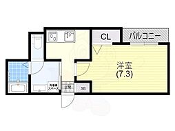 ARPEGGIO東須磨 2階1Kの間取り