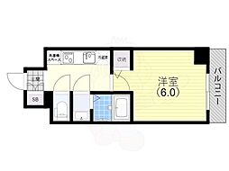 レジュールアッシュ神戸ハーバーランド 6階1Kの間取り