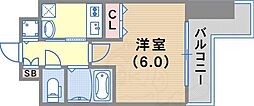 ウォームスヴィル神戸元町JP 4階1Kの間取り