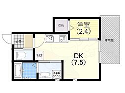 メゾンKPC 1階1DKの間取り