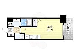 アプリーレ神戸元町 4階ワンルームの間取り