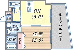 アスヴェルみなと元町Ocean Front 11階1DKの間取り