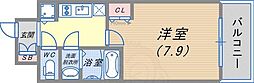 エスライズ新神戸2 8階1Kの間取り