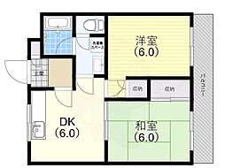 エクレール衣掛 2DKの間取図画像