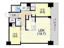 ベイシティタワーズ神戸WEST 2LDKの間取図画像