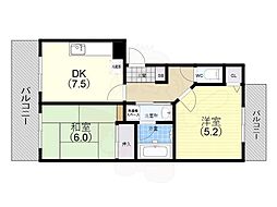 フルーレット1 2DKの間取図画像