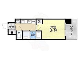 エステムコート神戸大倉山公園 1Kの間取図画像