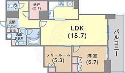 アーバンライフ神戸三宮ザ・タワー 1SLDKの間取図画像