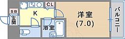 エスリード三宮第3 1Kの間取図画像