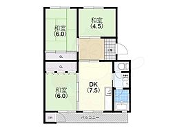 須磨一の谷グリーンハイツE棟 3DKの間取図画像