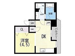 トーアハイツ 1DKの間取図画像