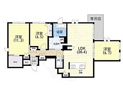 アゼリア ベガ 芦屋業平町 3LDKの間取図画像