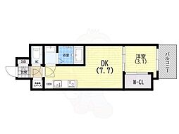 セレニテ神戸駅前アリエ 1DKの間取図画像