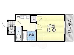 クリスタルコート下山手 1Kの間取図画像