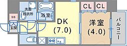 アーバネックスみなと元町 1DKの間取図画像