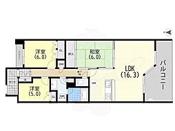 苦楽園口アーバンライフ 3LDKの間取図画像