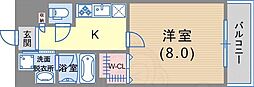 ウエストヒルズ大倉山 1Kの間取図画像