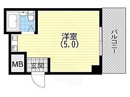 クローバーハイツ三宮 ワンルームの間取図画像