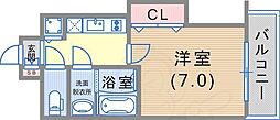 LUXE芦屋南 1Kの間取図画像