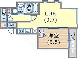 S-RESIDENCE神戸元町 1LDKの間取図画像
