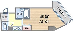 普茶マンション 1Kの間取図画像