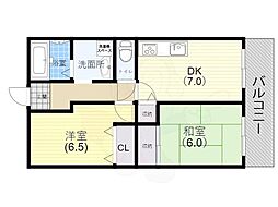 マンション妙法寺 2DKの間取図画像