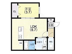 C-GRID神戸脇浜 1LDKの間取図画像