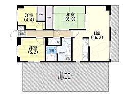 朝日プラザモンターニュ北神戸 3LDKの間取図画像