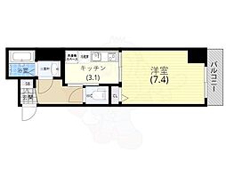 アプリーレ三宮イースト 1Kの間取図画像