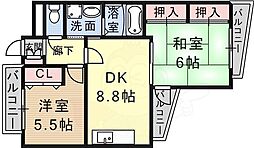 フレンテ灘 2DKの間取図画像