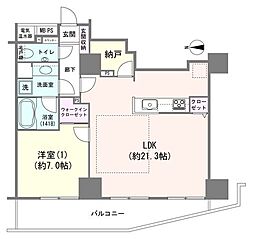 ライオンズタワー大島 1LDKの間取図画像