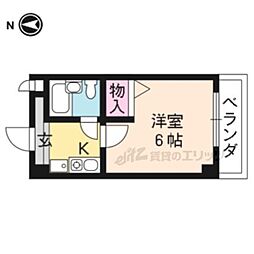 京福電気鉄道北野線 北野白梅町駅 徒歩11分の賃貸マンション 1階1Kの間取り