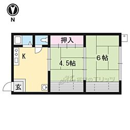 第1柊谷ハイツ 1階2Kの間取り